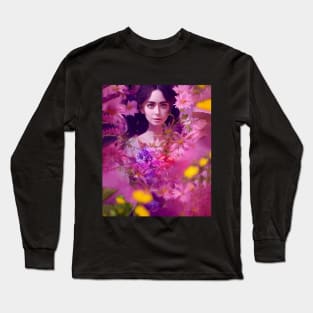 Lily Collins Amongst Flowers 2 Long Sleeve T-Shirt